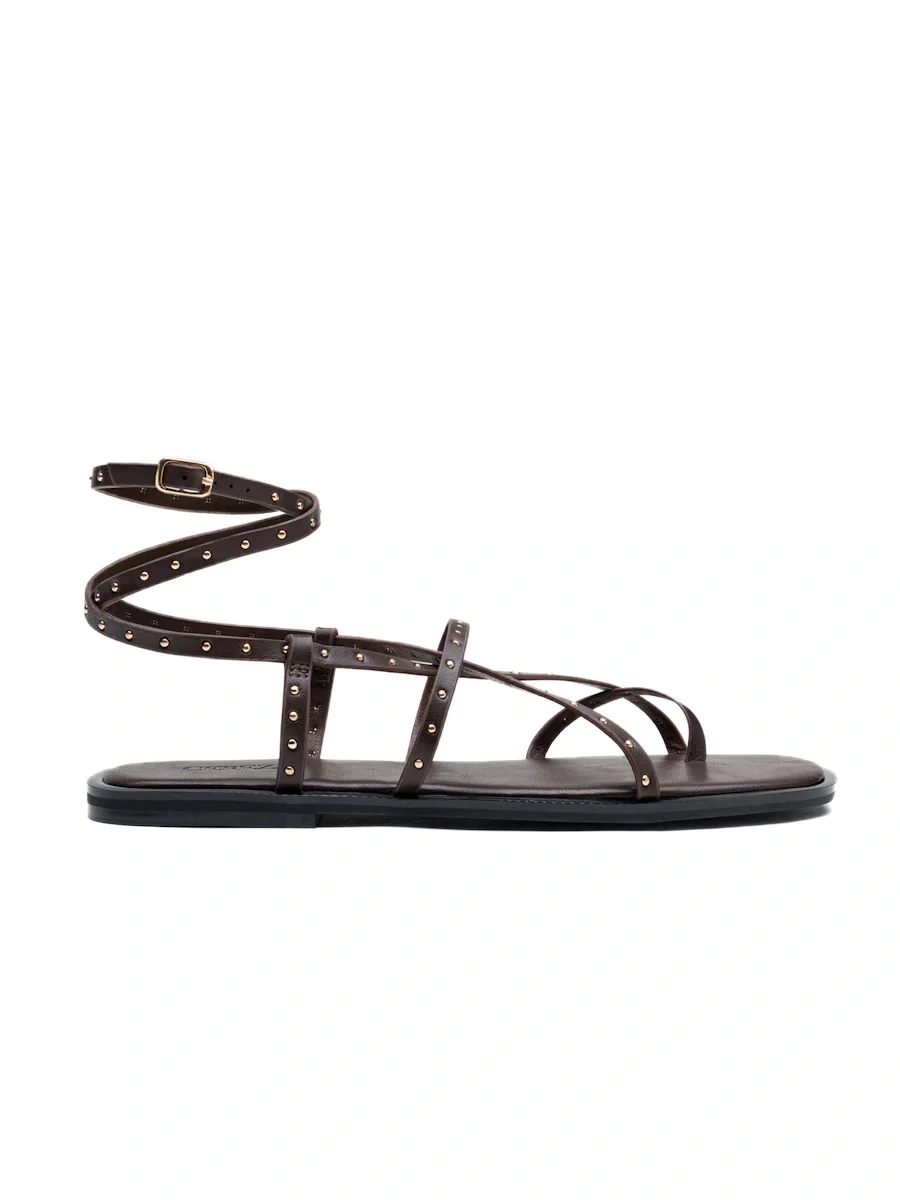 Sandalias Planas Estilo Romano con Tachuelas y Tiras Envolventes - Imagen 5