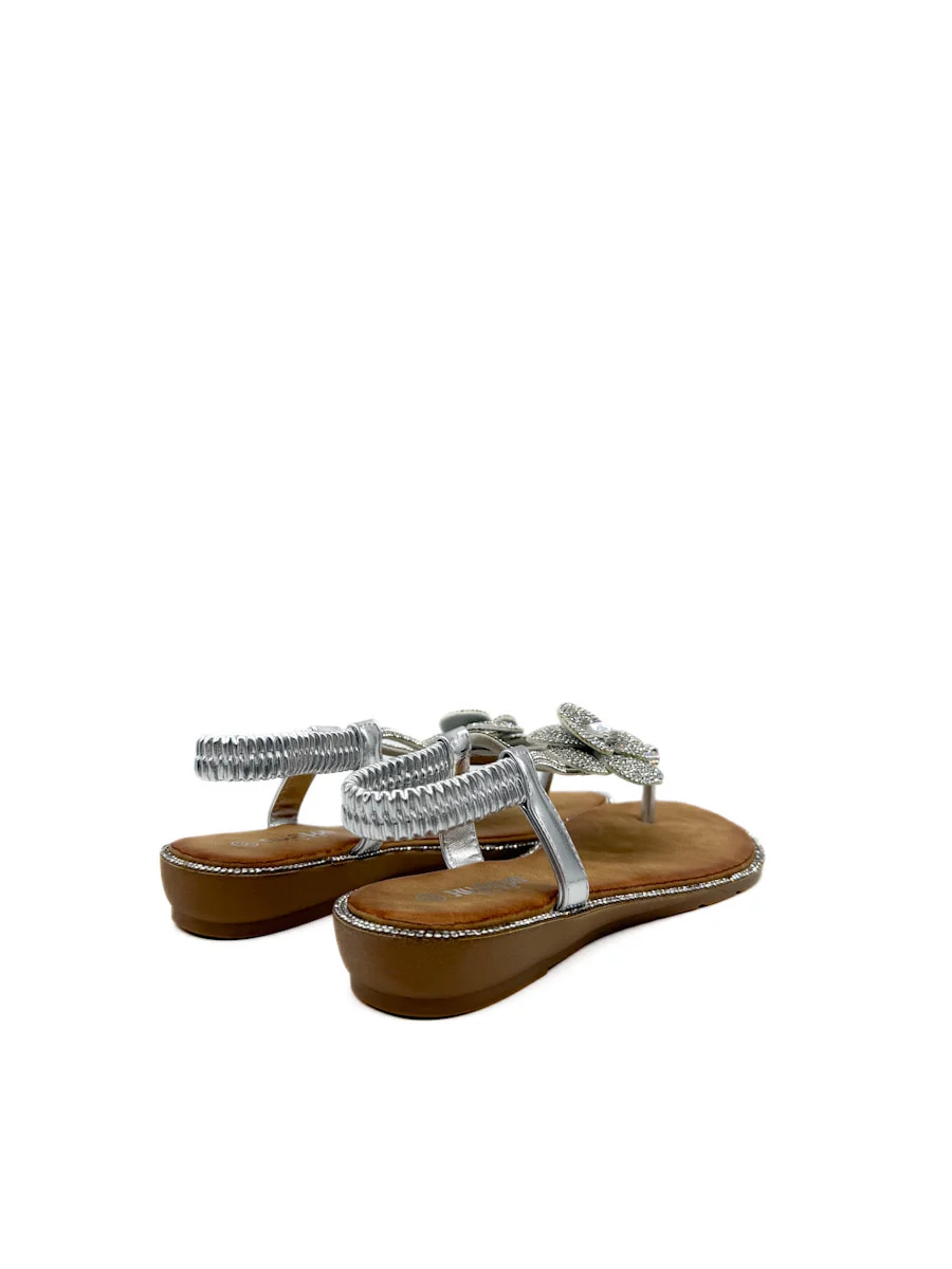 Sandalias Cuña Bajas Con Adorno Floral Brillante. - Imagen 5