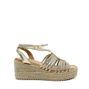 Sandalias de Cuña con Tiras Trenzadas y Plataforma de Yute