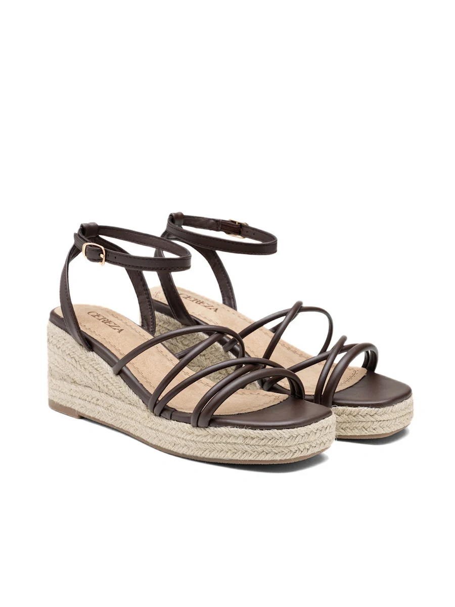 Sandalias de Cuña con Tiras Tubulares y Plataforma de Yute - Imagen 3