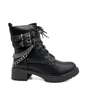 Botas Militares Negras con Cadenas
