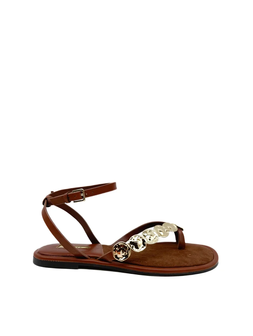 Sandalias de Dedo Boho con Discos Dorados y Tira Ajustable para Mujer - Imagen 8