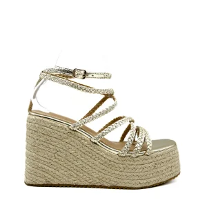Sandalias de cuña con plataforma  tiras trenzado