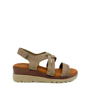 Sandalias Cuña de Piel Cierre Con Velcro