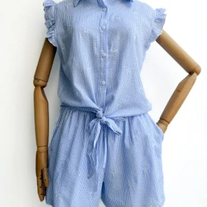 Conjunto Blusa y Short de Rayas con Lazo