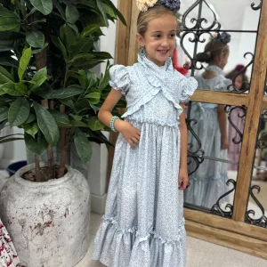Bata Flamenca + Pico Niña Flores Azul