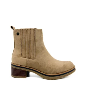 Botines de Mujer Estilo Chelsea con Tacón Cómodo Efecto Madera y Elástico Lateral