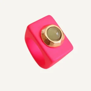 Anillo Flúor Rosa con piedra natural aventurina Émolo