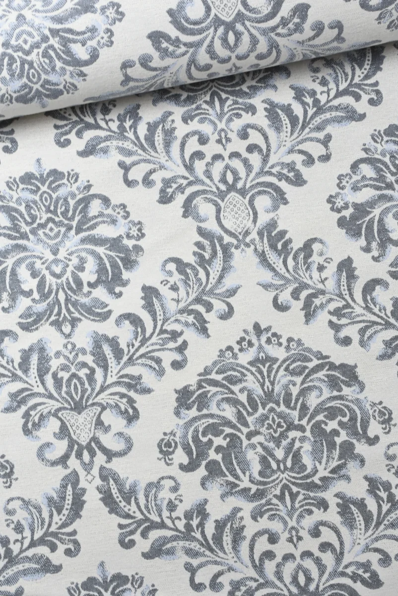 Tejido Jacquard Floritura Azul - Imagen 3