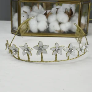 Tiara Flor Nácar y Cristal