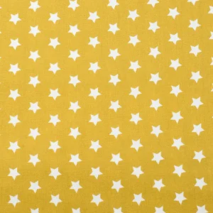 Tejido Popelín Estrellas Mostaza