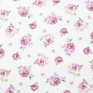 Tejido Popelín Rosas Rosa