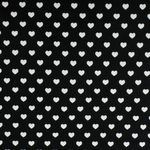 Tejido Popelín Corazones Blancos