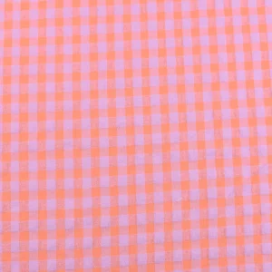 Tejido Vichy Sersuker Pequeño Naranja y Morado