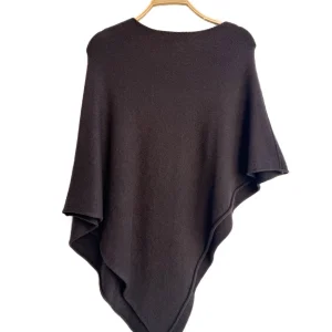 Poncho de Punto Asimétrico en Dos Colores: Beige y Marrón