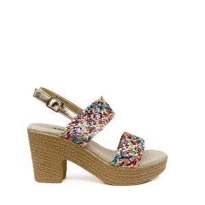 Sandalias de Tacón con Tejido Trenzado  Estilo Artesanal