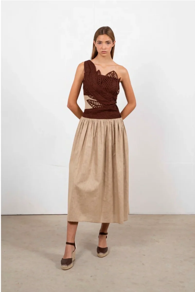 Vestido Arbolea Marrón y Beig