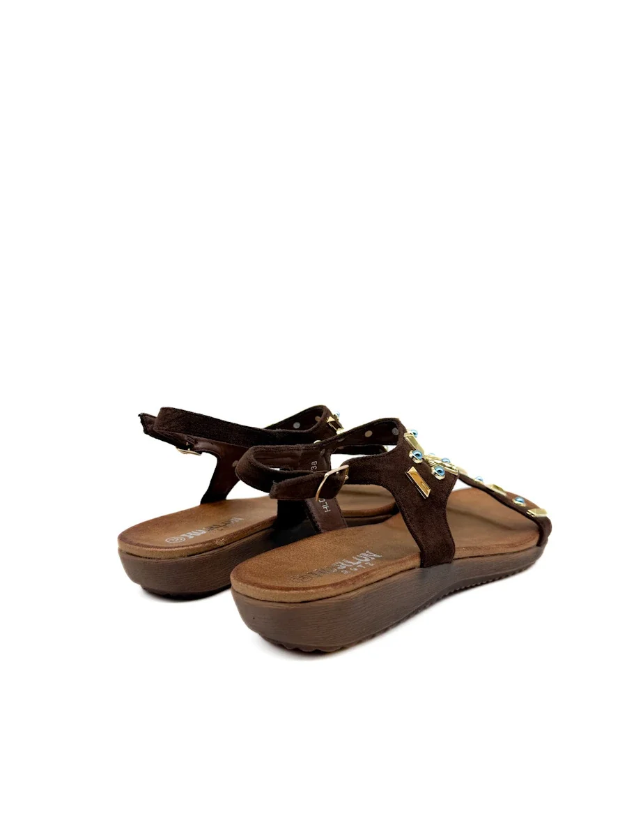 Sandalias Romanas Boho-Chic con Detalles de Pedrería Azul y Dorado - Imagen 7