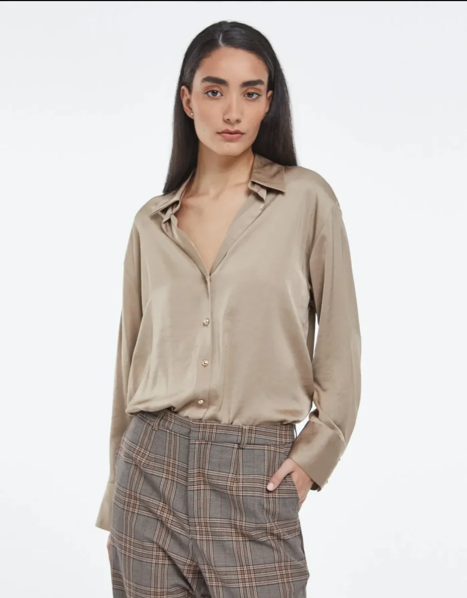 Blusa Satinada Gold Blanco Roto - Imagen 3