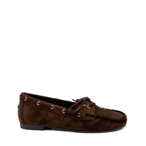 Mocasines Náuticos de Antelina para Mujer - Marrón Chocolate