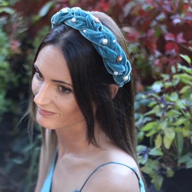 DIADEMA TERCIOPELO AZUL ACERO - Imagen 3