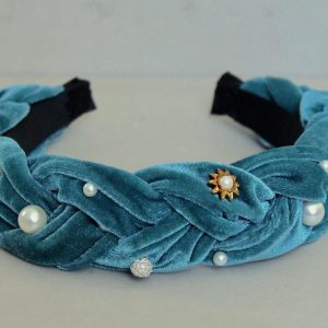 DIADEMA TERCIOPELO AZUL ACERO