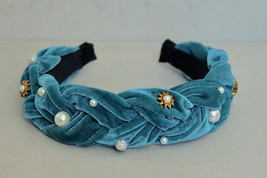 DIADEMA TERCIOPELO AZUL ACERO