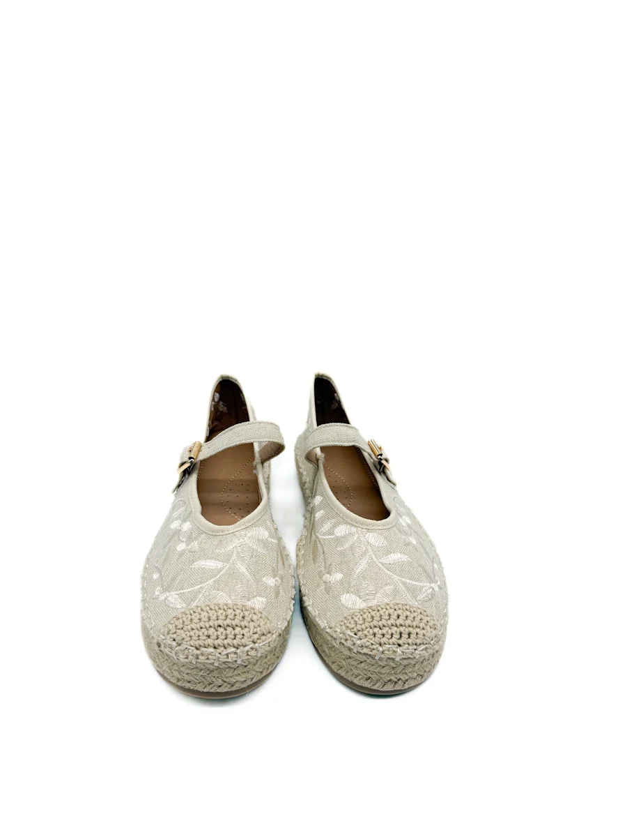 Alpargata Beige Bordada con Correa y Suela de Yute - Imagen 7