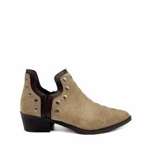Botines cowboy con tachuelas y cremallera lateral