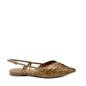 Zapatos destalonados Corina: Punta Fina con Flores y Lentejuelas de Brillo