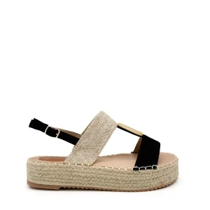 Sandalias Plataforma de Yute con Detalle Decorativo