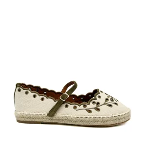 Espadrilles Mary Jane con Bordado Inglés y Acabado Artesanal