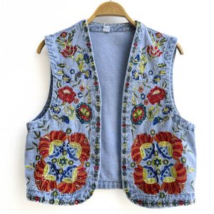 Chaleco Denim Bordado