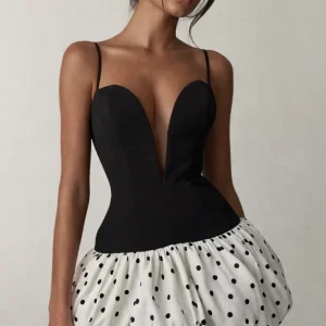 Vestido mini combinado con falda volumen