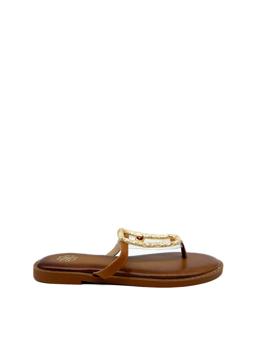 Sandalias Planas con Adorno Dorado Transparente - Imagen 8