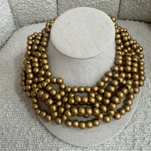 Choker Madera Bolas Dorado