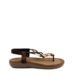 Sandalias Planas Estilo Boho con Cuentas y Tira Elástica - Mujer