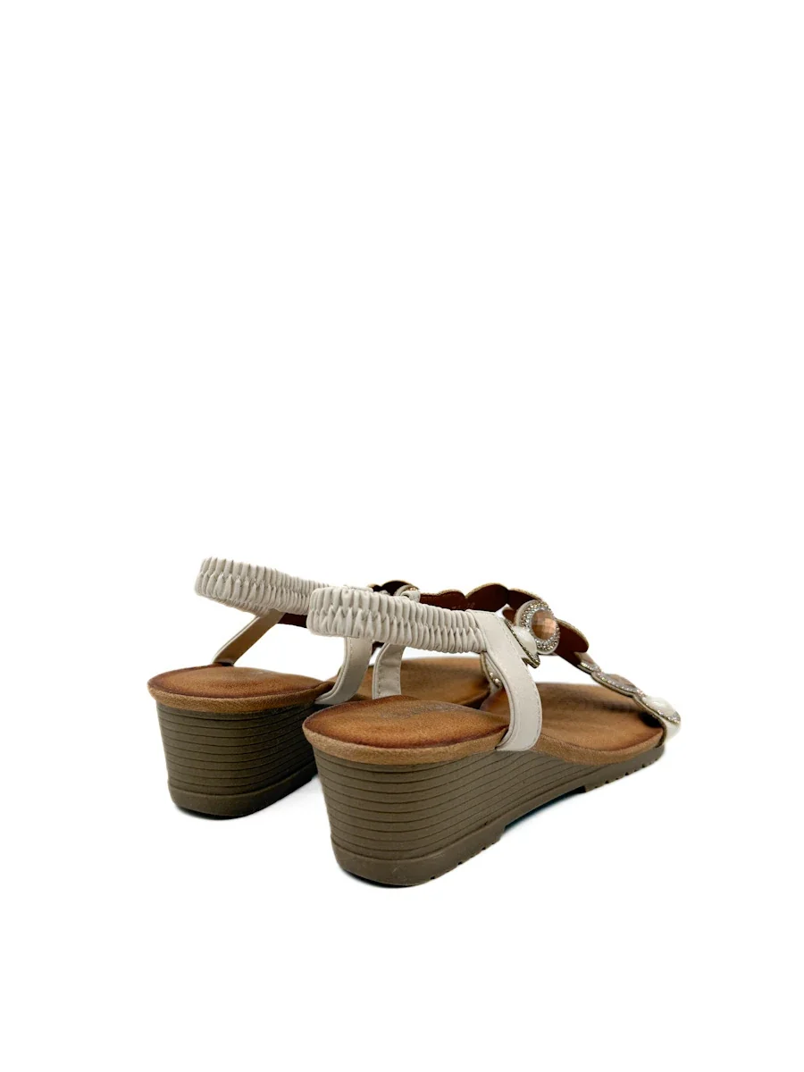 Sandalias de Cuña Baja con Pedrería y Tira Elástica Estilo Joya - Imagen 4