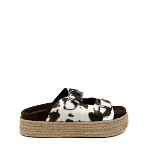 Sandalia de Plataforma con Estampado de Vaca