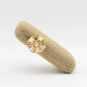 Clutch Joya Rosa Dorado Cristal