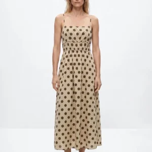 Vestido Lunares Beig Marrón