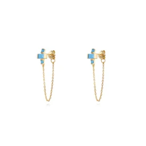 Pendientes Circonitas Cadena Turquesa