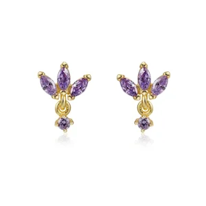Pendientes Flor Circonitas Amatista