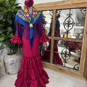 Traje de Flamenca Córdoba Fresa Oscuro