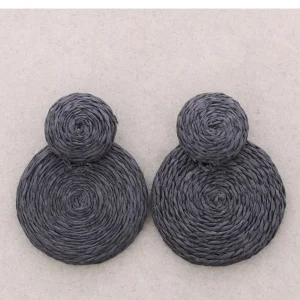 Pendientes Rafia Doble Negros