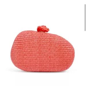 Clutch Rafia Oval Coral Mandarina