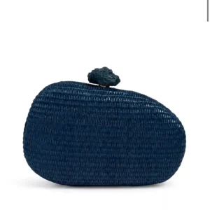 Clutch Rafia Oval Marino