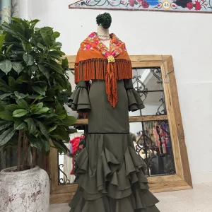 Traje de Flamenca Mod.Málaga Verde Caza T.38, 40 y 44