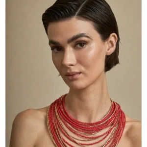 Collar Múltiple Coral Dorado Latido