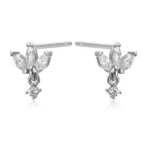 Pendientes Flor Circonitas Plata